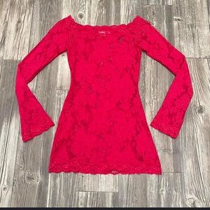 Vintage Victoria’s Secret Floral Lace Mini Dress Lingerie, hot pink, size Medium